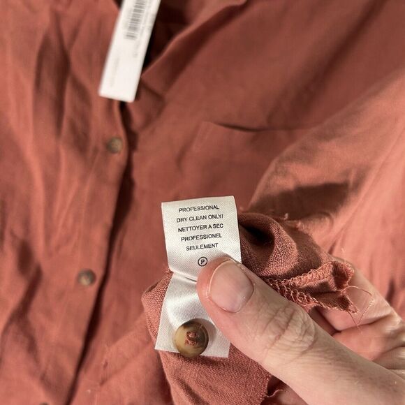 New Gentle Fawn Cole Blouse Women's Medium Red Cropped Short Sleeve Button Up - Picture 8 of 11